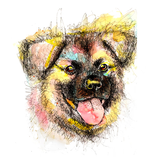 INK + WATERCOLOUR Custom Pet Portrait